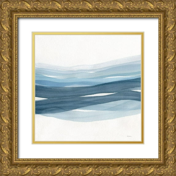 Robinson, Carol 20x20 Gold Ornate Wood Framed with Double Matting Museum Art Print Titled - Monochrome Waves II