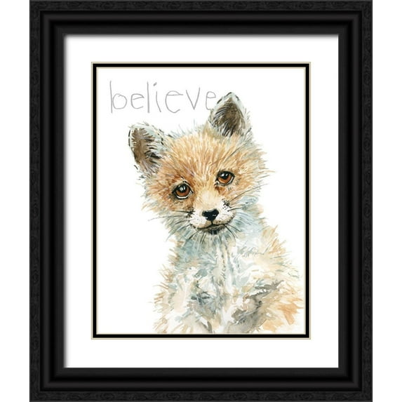Robinson, Carol 20x24 Black Ornate Wood Framed with Double Matting Museum Art Print Titled - Forest Fur Baby Fox