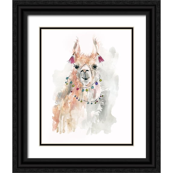 Robinson, Carol 20x24 Black Ornate Wood Framed with Double Matting Museum Art Print Titled - Llama Drama I