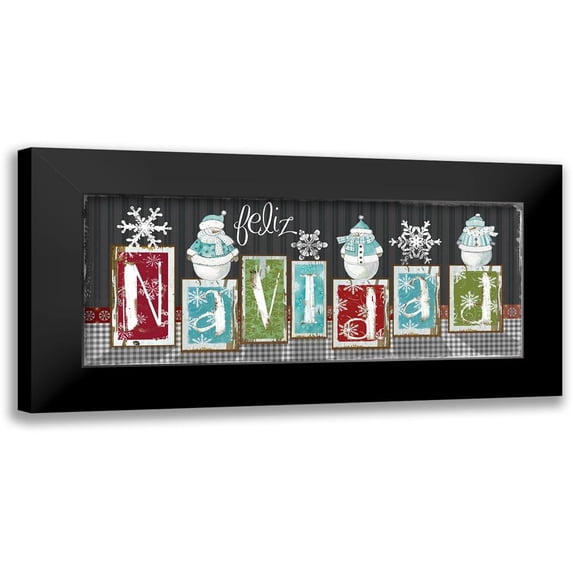 Robinson, Carol 24x12 Black Modern Framed Museum Art Print Titled - Navidad Blocks