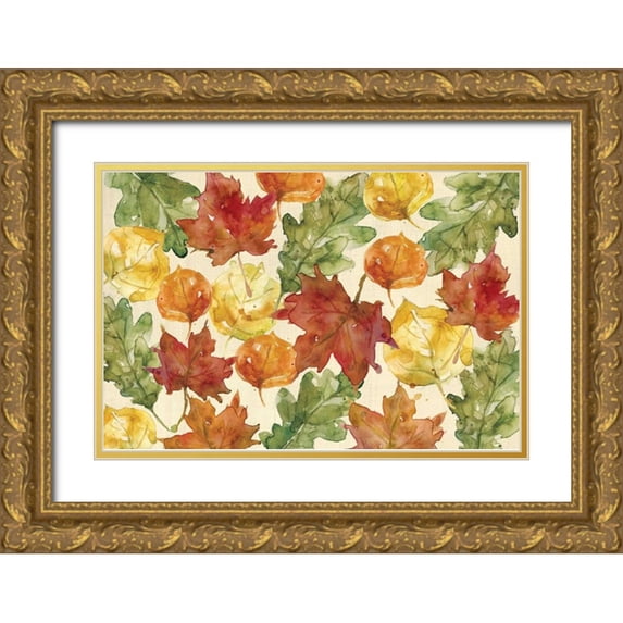 Robinson, Carol 24x17 Gold Ornate Wood Framed with Double Matting Museum Art Print Titled - Autumn Leaves