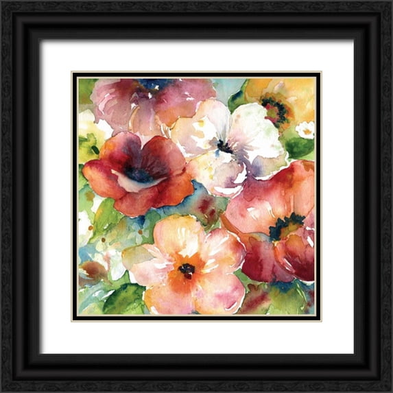 Robinson, Carol 26x26 Black Ornate Wood Framed with Double Matting Museum Art Print Titled - Fiesta Primavera I