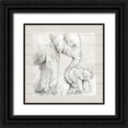 thumbnail image 1 of Robinson, Carol 26x26 Black Ornate Wood Framed with Double Matting Museum Art Print Titled - Sketchy Mother and Baby Elephant, 1 of 4