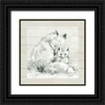 thumbnail image 1 of Robinson, Carol 26x26 Black Ornate Wood Framed with Double Matting Museum Art Print Titled - Sketchy Mother and Baby Fox, 1 of 4