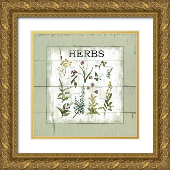 Robinson, Carol 26x26 Gold Ornate Wood Framed with Double Matting Museum Art Print Titled - Shiplap Herbs