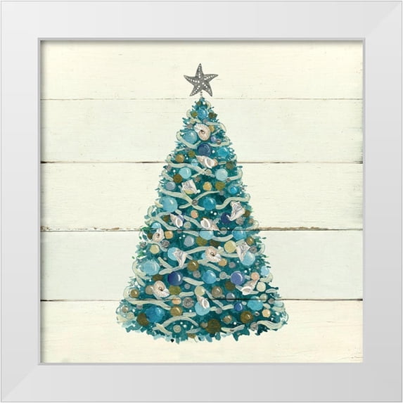 Robinson, Carol 26x26 White Modern Wood Framed Museum Art Print Titled - Christmas Shell Tree