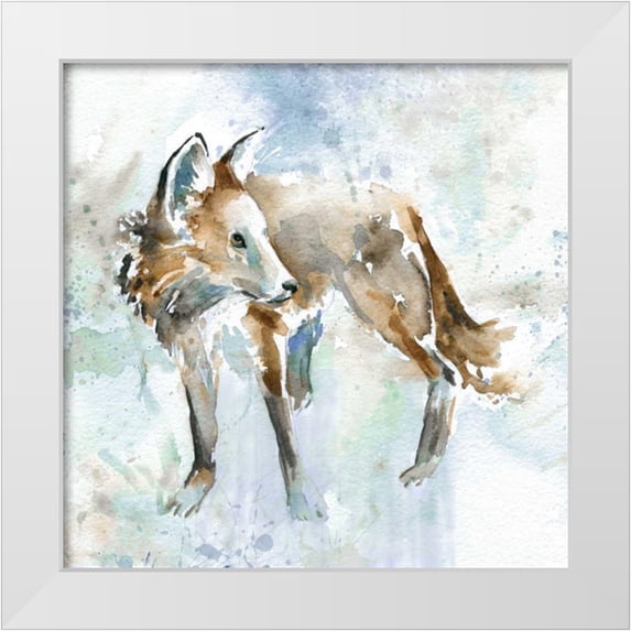 Robinson, Carol 26x26 White Modern Wood Framed Museum Art Print Titled - Fox On Blue