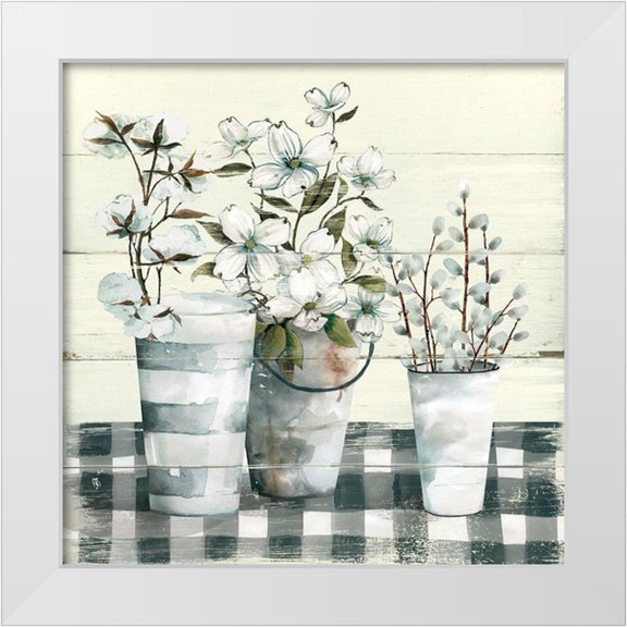 Robinson, Carol 26x26 White Modern Wood Framed Museum Art Print Titled - Spring Gingham I