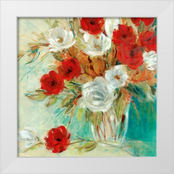 Robinson, Carol 26x26 White Modern Wood Framed Museum Art Print Titled - Vibrant Bouquet II