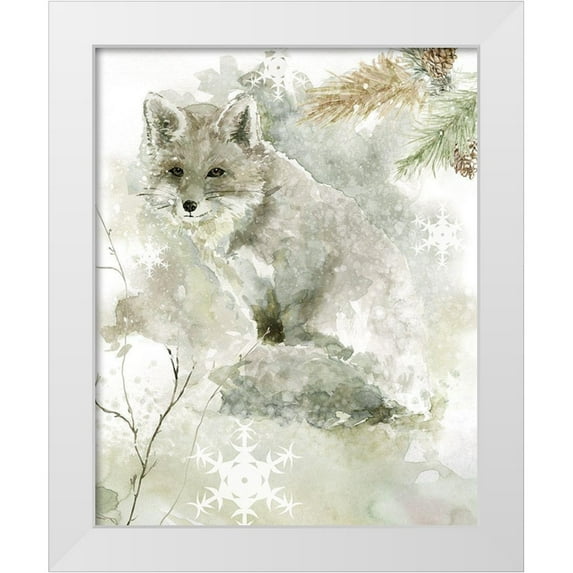 Robinson, Carol 26x32 White Modern Wood Framed Museum Art Print Titled - Winter Lodge Fox