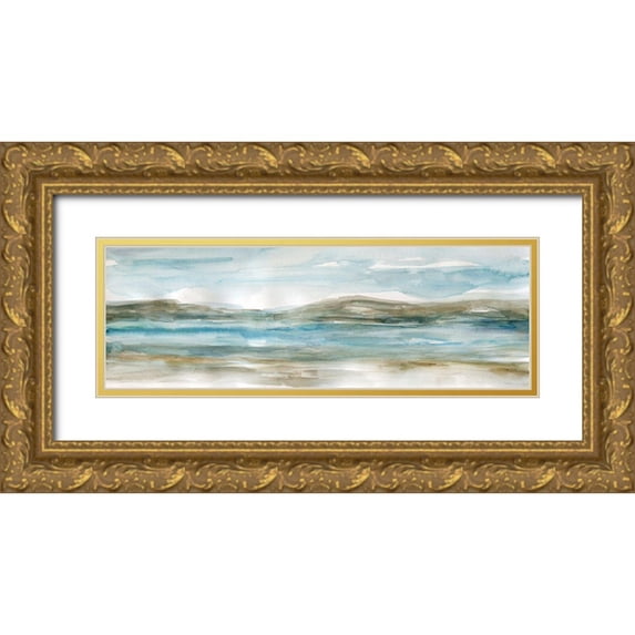 Robinson, Carol 32x13 Gold Ornate Wood Framed with Double Matting Museum Art Print Titled - Peaceful Beach I