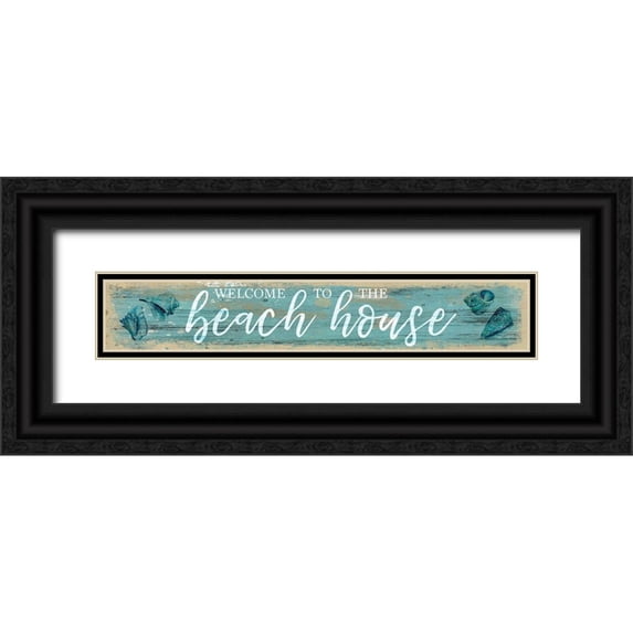 Robinson, Carol 32x9 Black Ornate Wood Framed with Double Matting Museum Art Print Titled - Beach House
