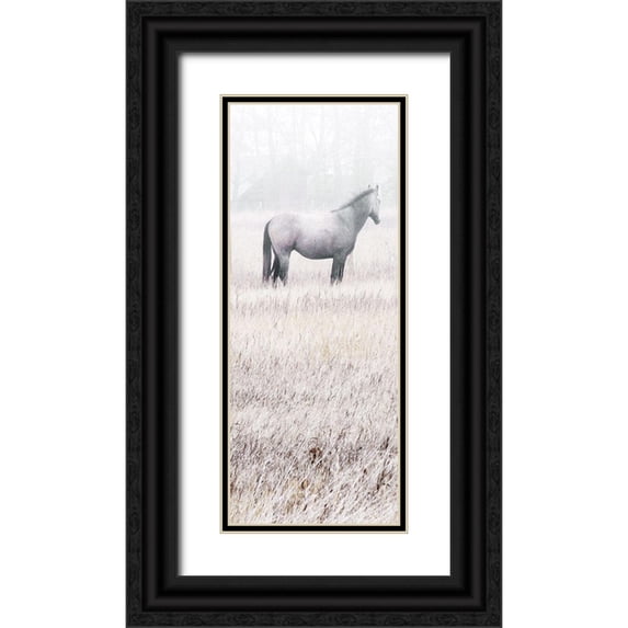 Robinson, Carol 8x14 Black Ornate Wood Framed with Double Matting Museum Art Print Titled - Misty Pasture I