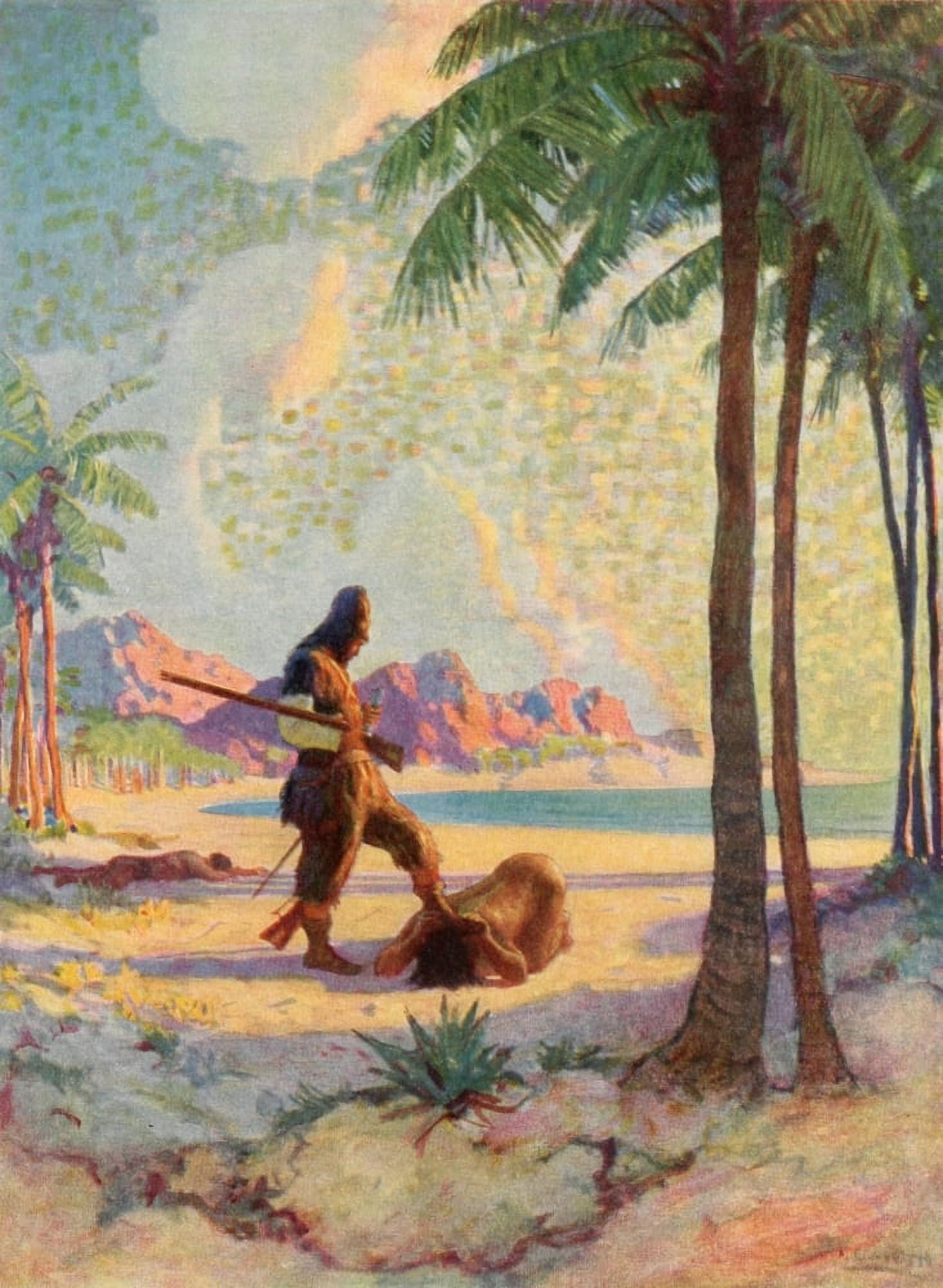 Robinson Crusoe 1920 He set his foot on my head Canvas Art - Newell C Wyeth (18 x 24)