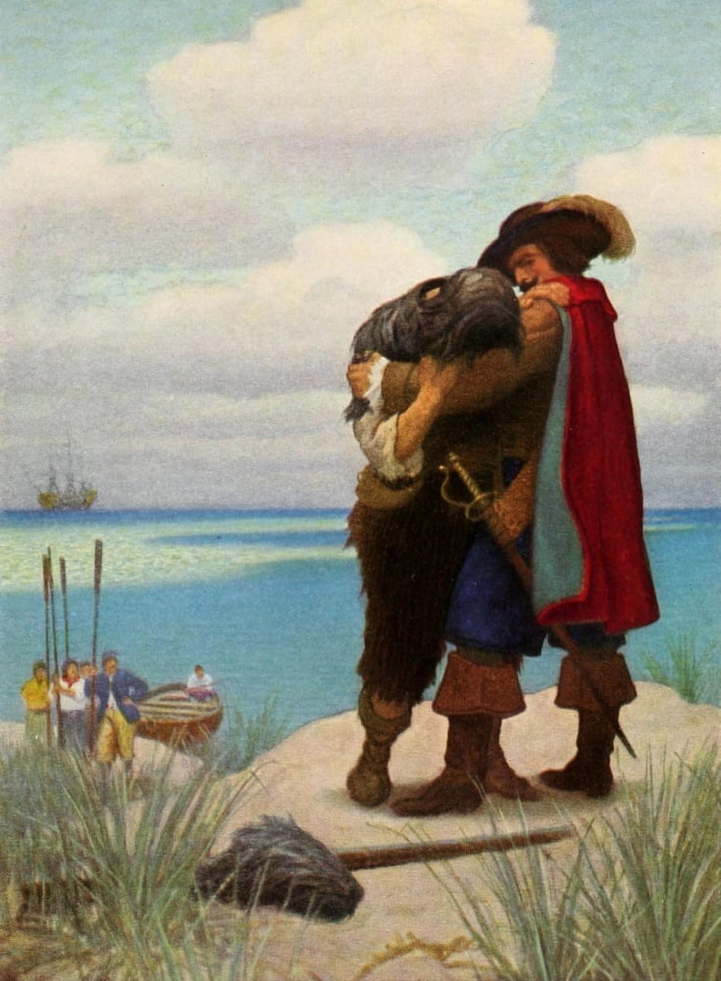 Robinson Crusoe 1920 I held fast by him Canvas Art - Newell C Wyeth (24 x 36)
