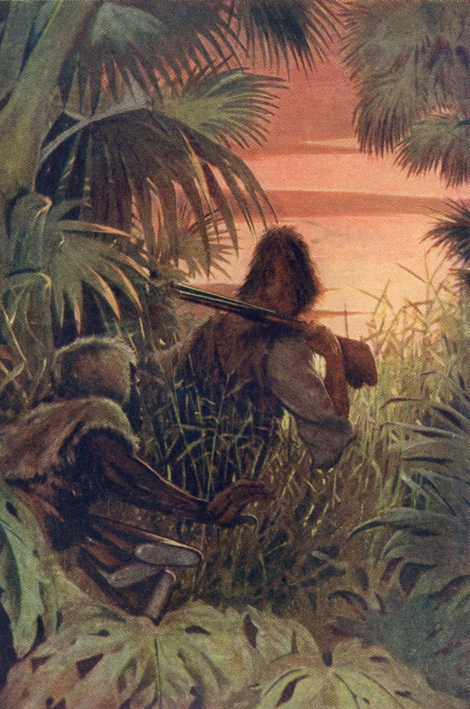 Robinson Crusoe And Man Friday In The Wood From Robinson Crusoe By Daniel Defoe Published C1911 Canvas Art - Ken Welsh Design Pics (24 x 38)