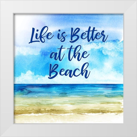 Robinson, Tamara 12x12 White Modern Wood Framed Museum Art Print Titled - Life is Better at the Beach