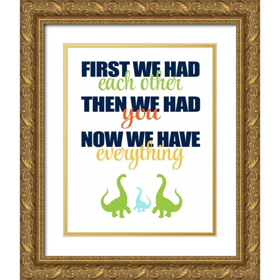 Robinson, Tamara 12x14 Gold Ornate Wood Framed with Double Matting Museum Art Print Titled - Dinosaur Family