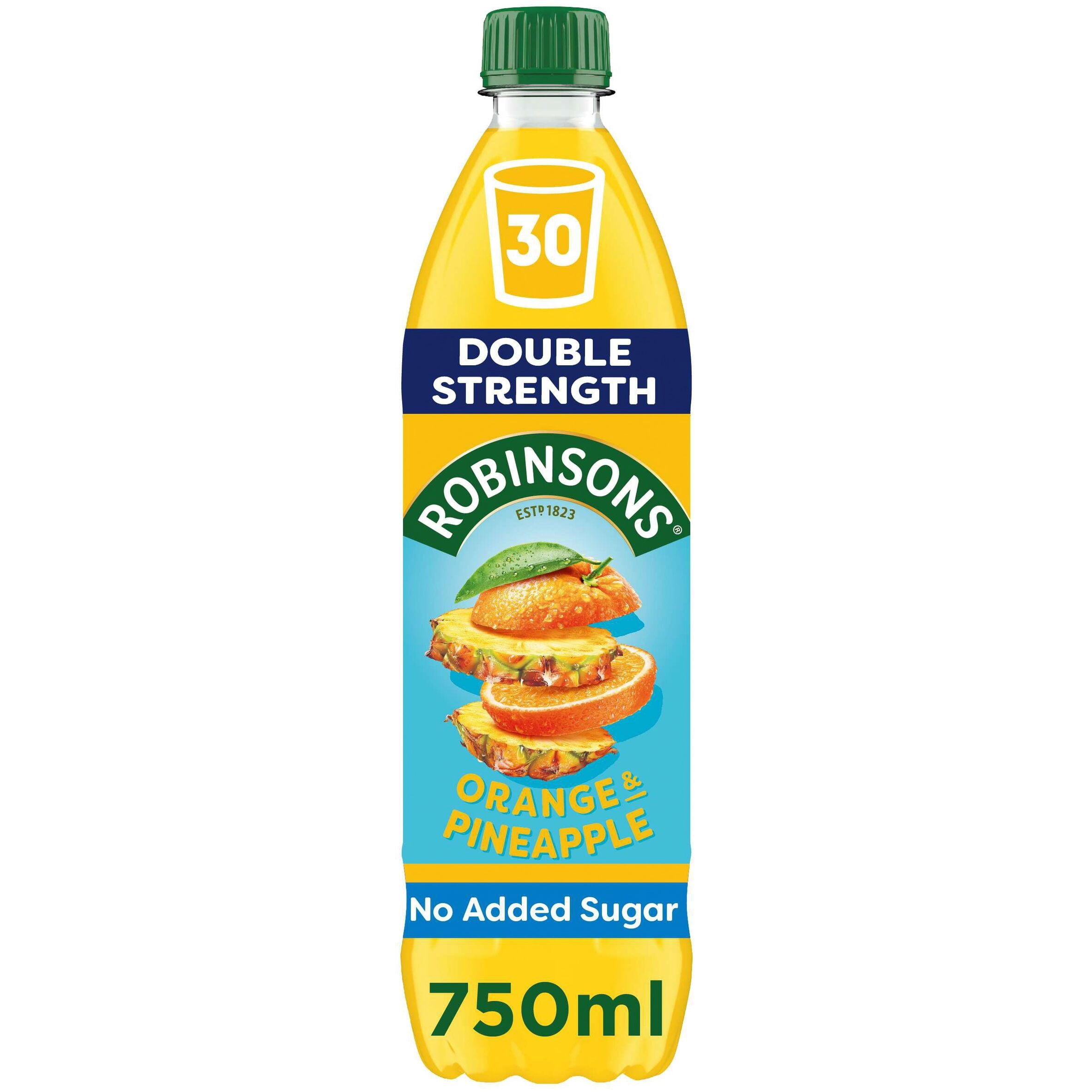 Robinsons Double Strength No Added Sugar Squash - Orange & Pineapple 750ml, Imported from Britain