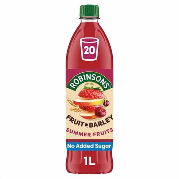 Robinsons Fruit & Barley Summer Fruits Squash 1L, British Import (Pack of 2)