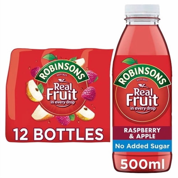 Robinsons Ready to Drink Raspberry & Apple 12 x 500ml, British Import (Pack of 2)
