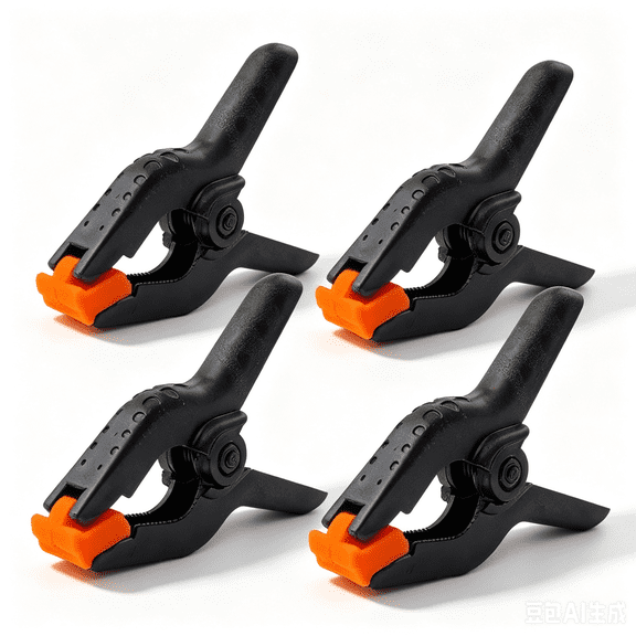 Robit 4 Pack 3 Inch Heavy Duty Plastic Spring Clips, Multi-Purpose Spring Clamps for Crafts, Woodworking, Backdrop & Photography Studio (Black)