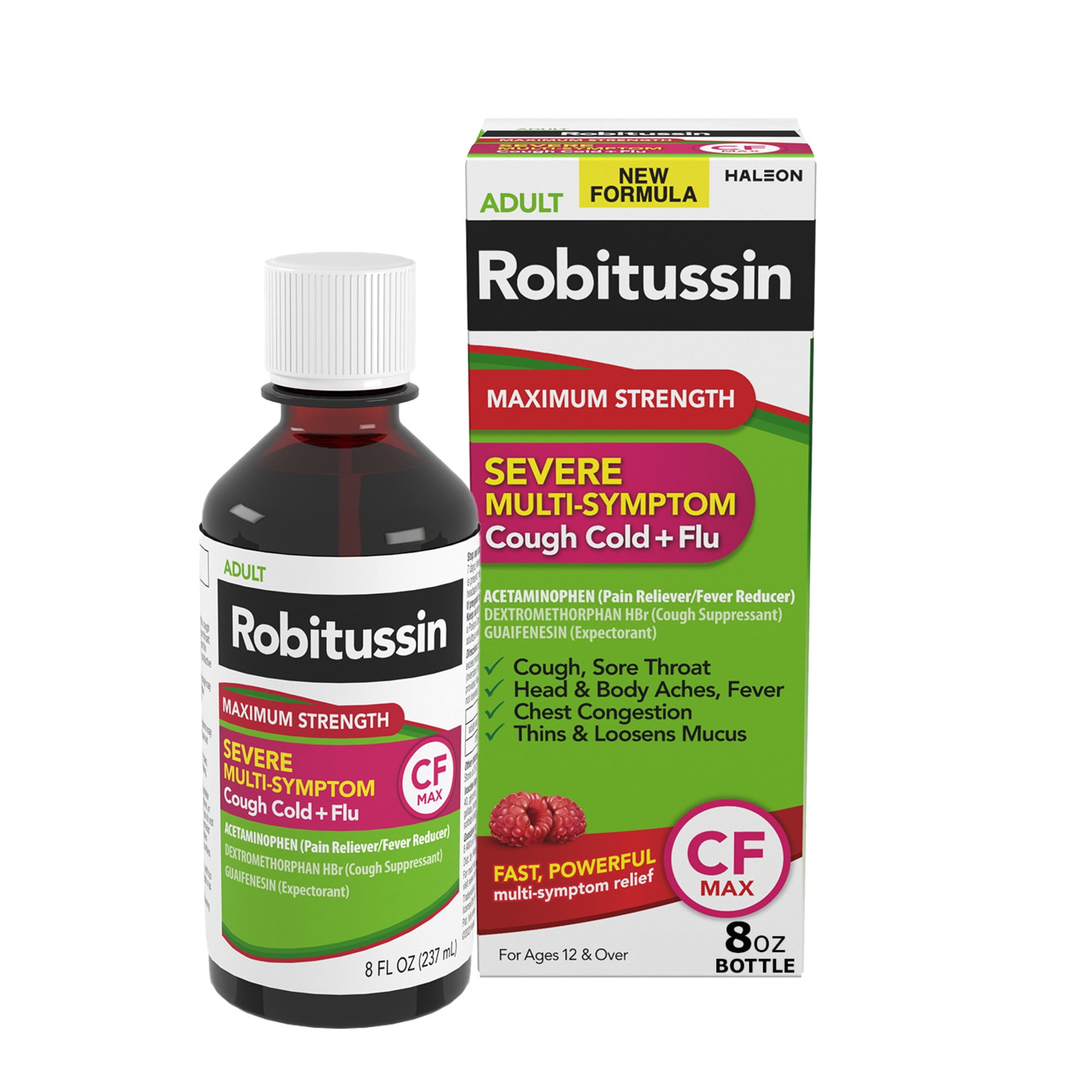 Robitussin CF Max Severe Multi-Symptom Relief Cough Cold and Flu Medicine, 8 fl oz