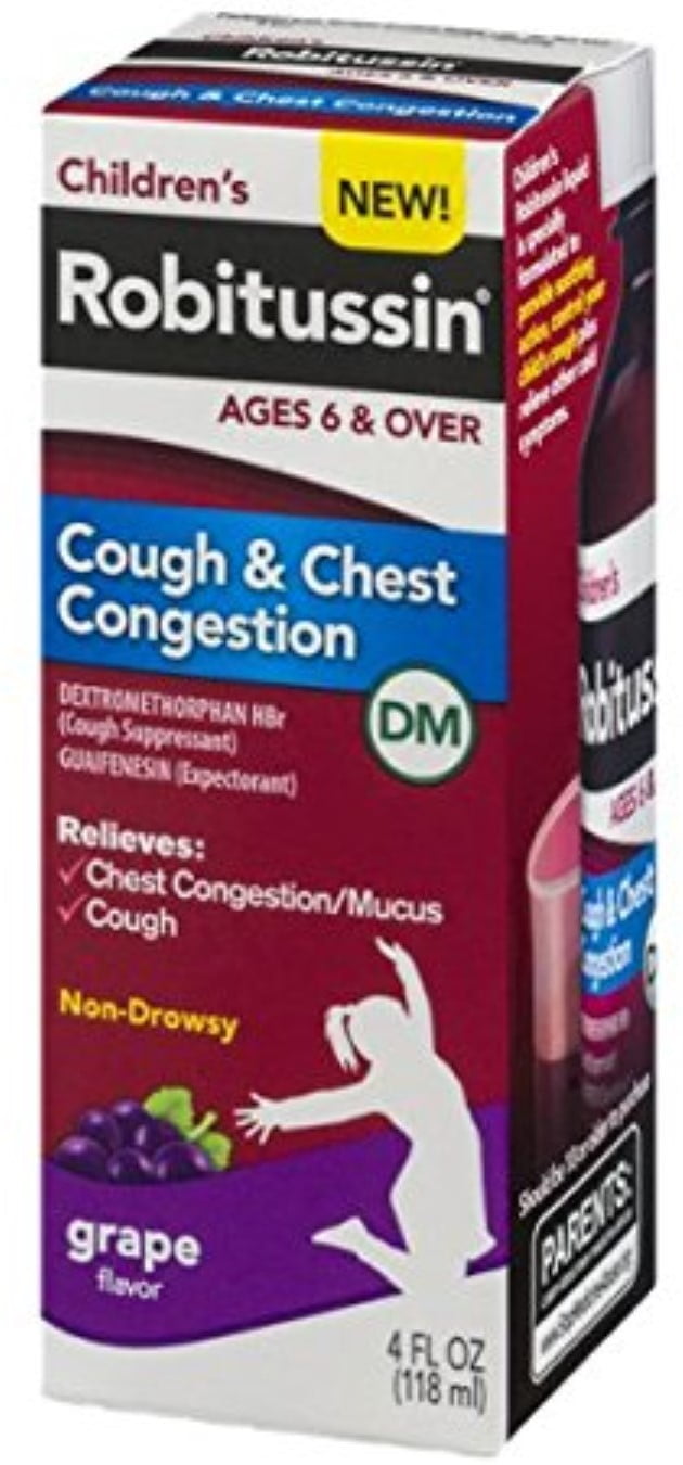 Robitussin Cough & Chest Congestion NonDrowsy Grape Flavor Liquid, 4