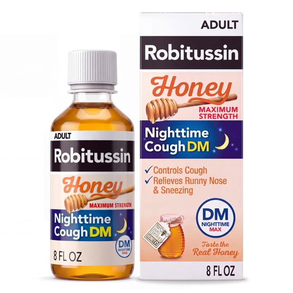 Robitussin Honey Nighttime Cough DM Max Medicine, 8 Fl Oz