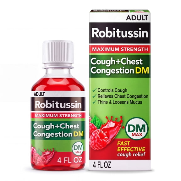 Robitussin Max Strength Cough Congestion DM and Cold Medicine, 4 Fl Oz