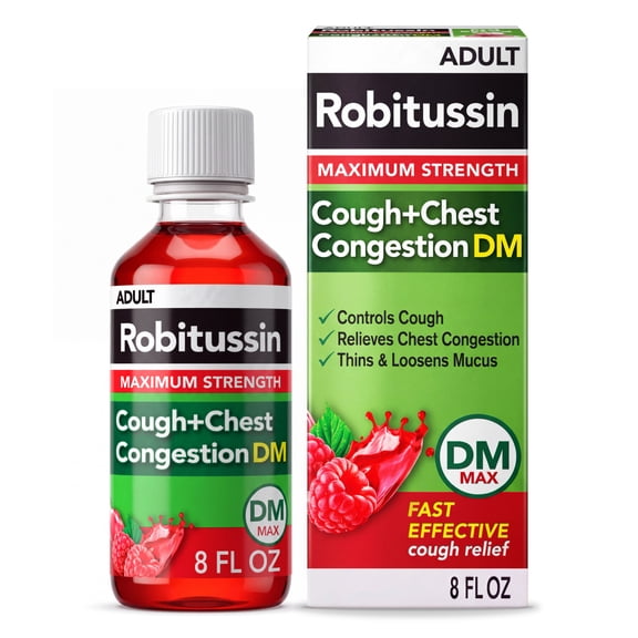 Robitussin Max Strength Cough Congestion DM and Cold Medicine, 8 Fl Oz