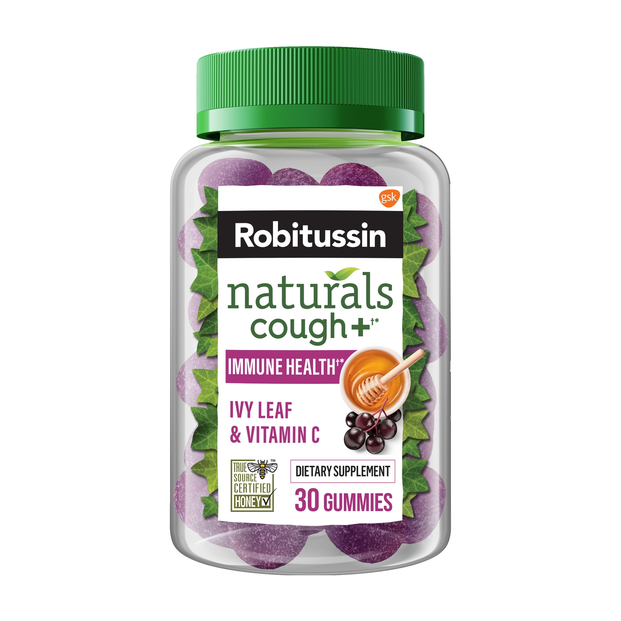 Robitussin Naturals Cough and Cold Gummies, Honey and Elderberry, 30 Count
