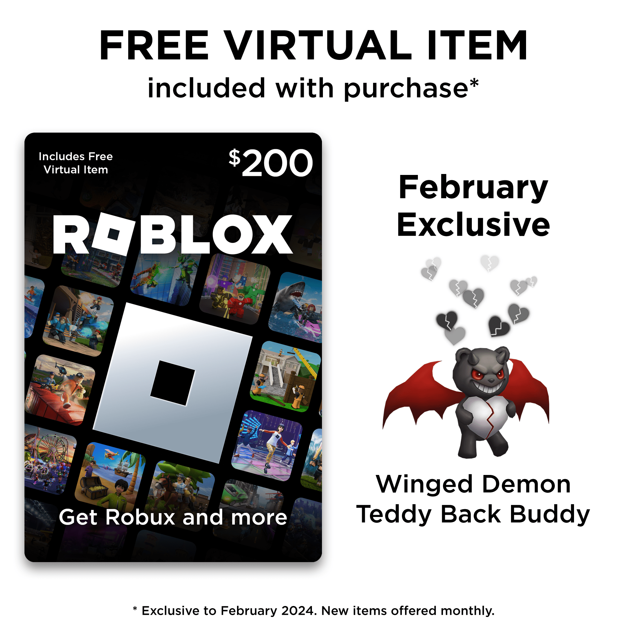 Roblox 200 gift card digital exclusive virtual item walmart