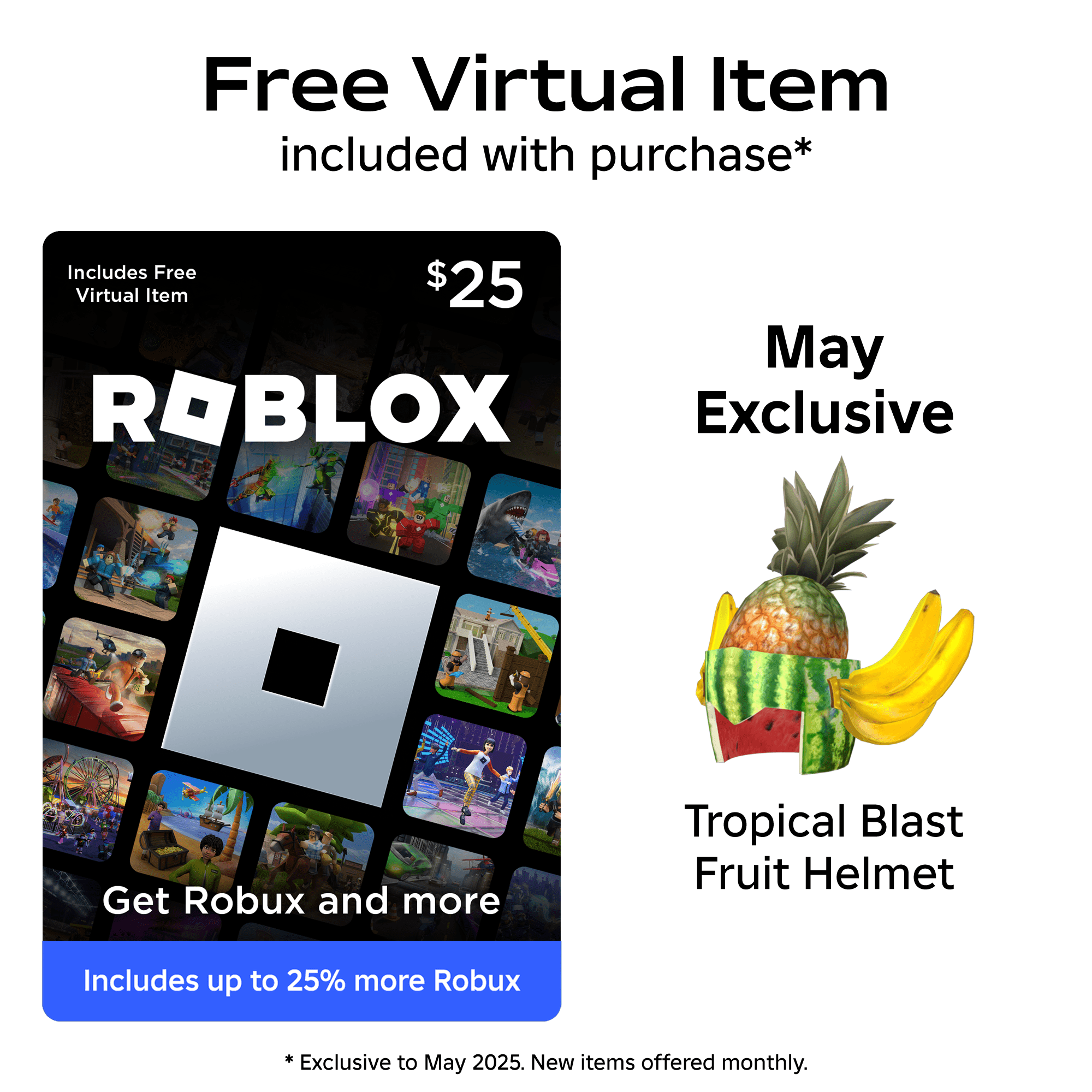 Roblox $25 Gift Card [Physical] + Exclusive Virtual Item - Walmart.com