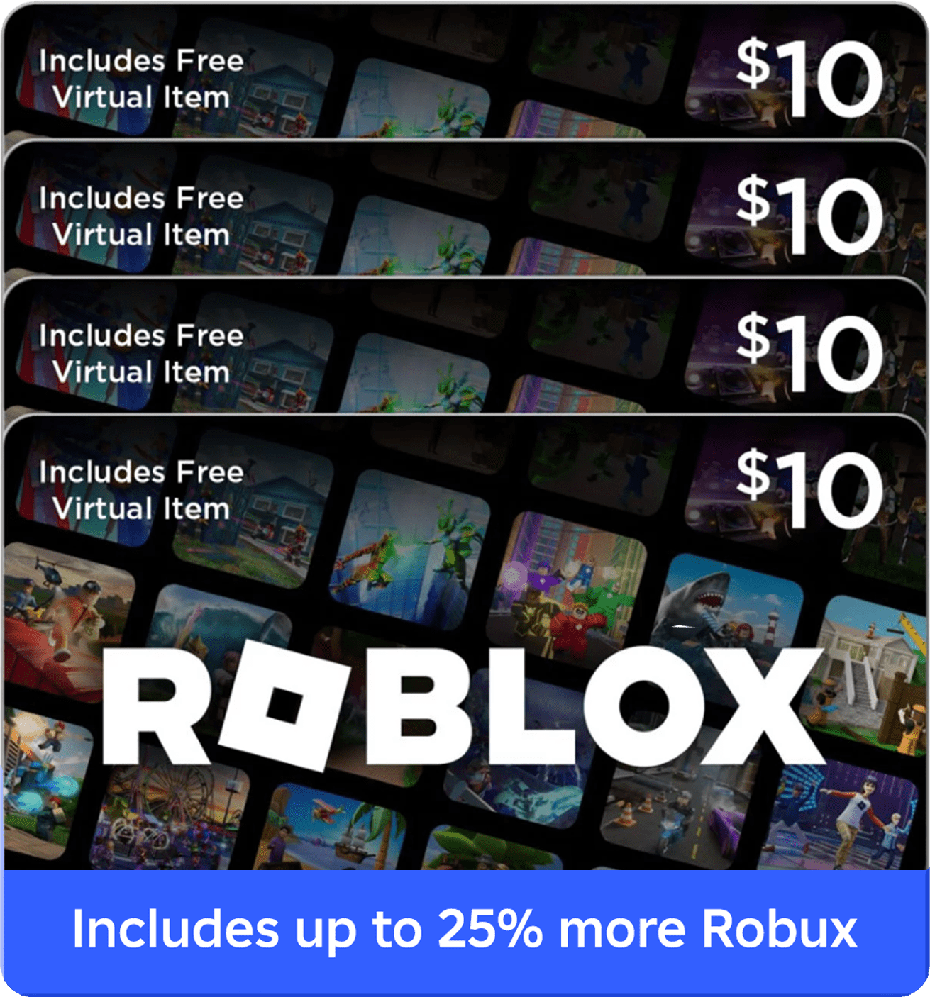 Roblox 4 x $10 eGift Card Multipack + Exclusive Virtual Item