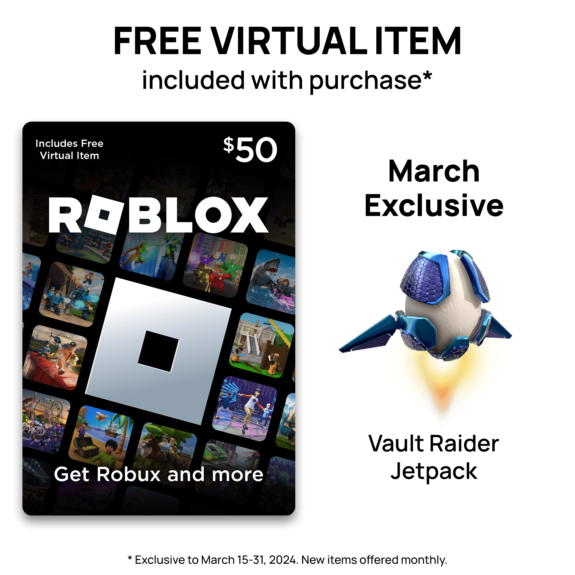 Roblox $50 Gift Card [Physical] + Exclusive 'The Hunt' Virtual Item