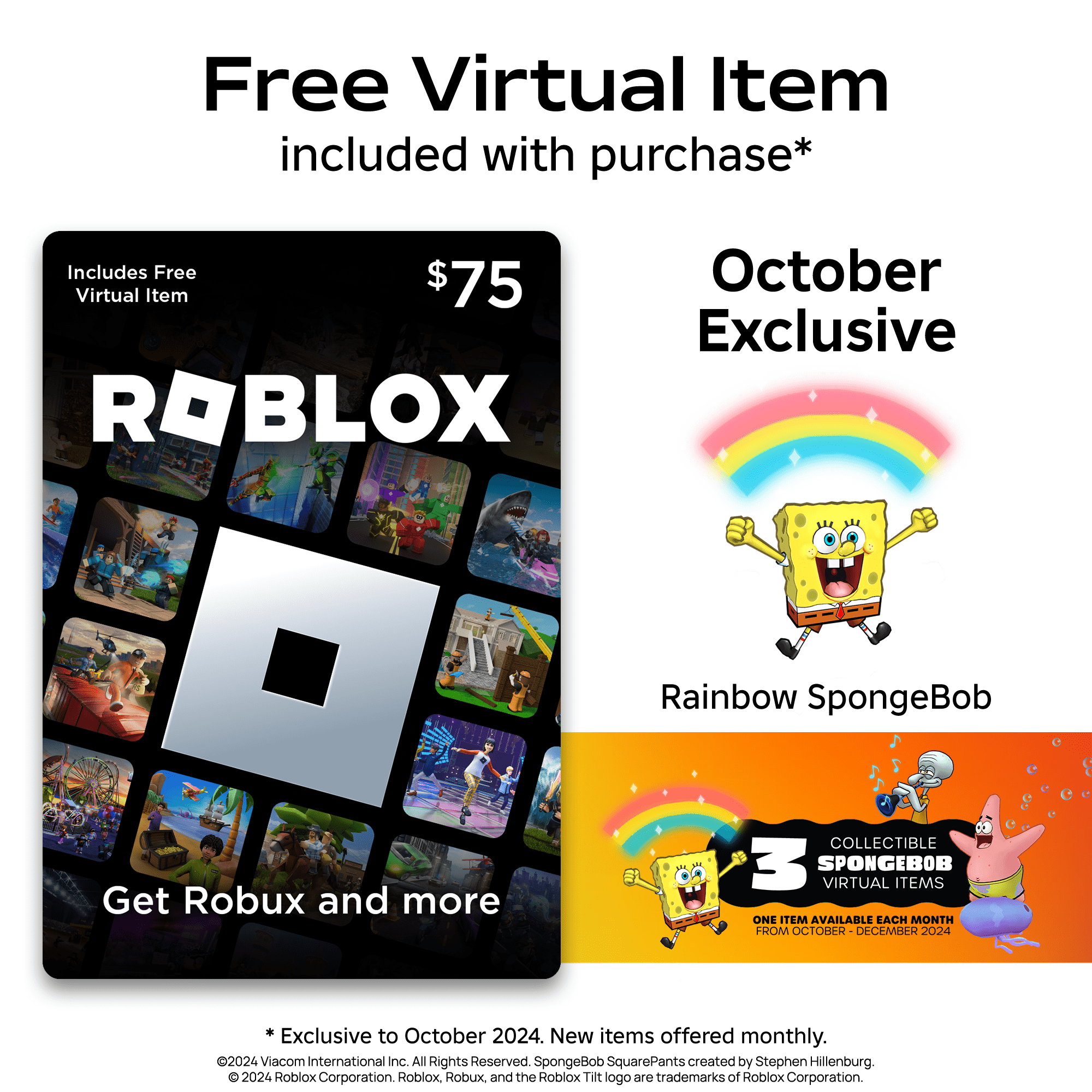 Roblox $75 eGift Card [Digital] + Exclusive Virtual Item.