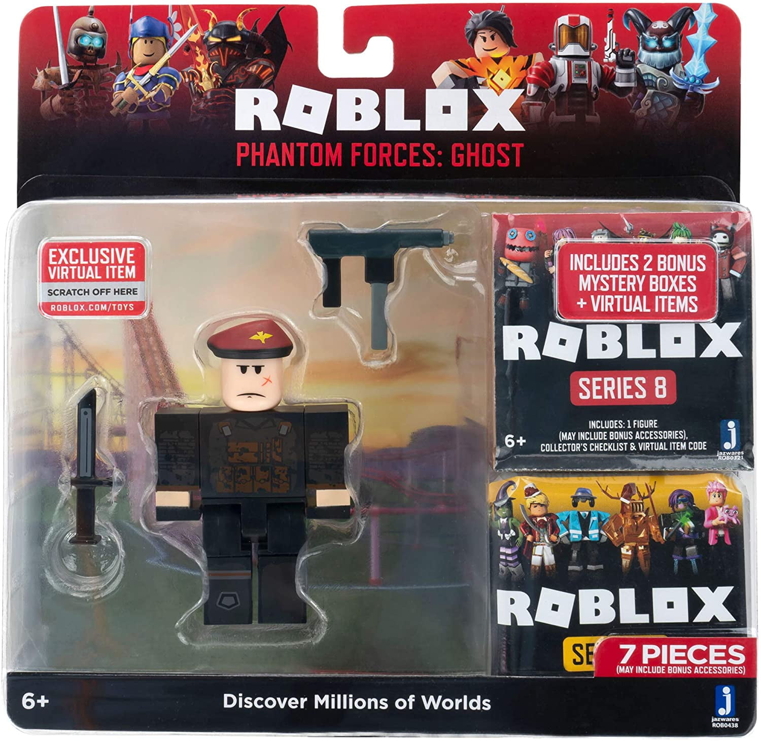 Roblox Action Collection Phantom Forces: Ghost + Two Mystery Figures  Includes 3 Exclusive Virtual Items 