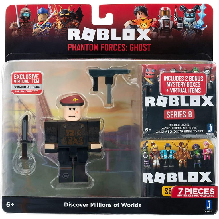 Roblox Action Collection Phantom Forces: Ghost + Two Mystery Figures  Includes 3 Exclusive Virtual Items 