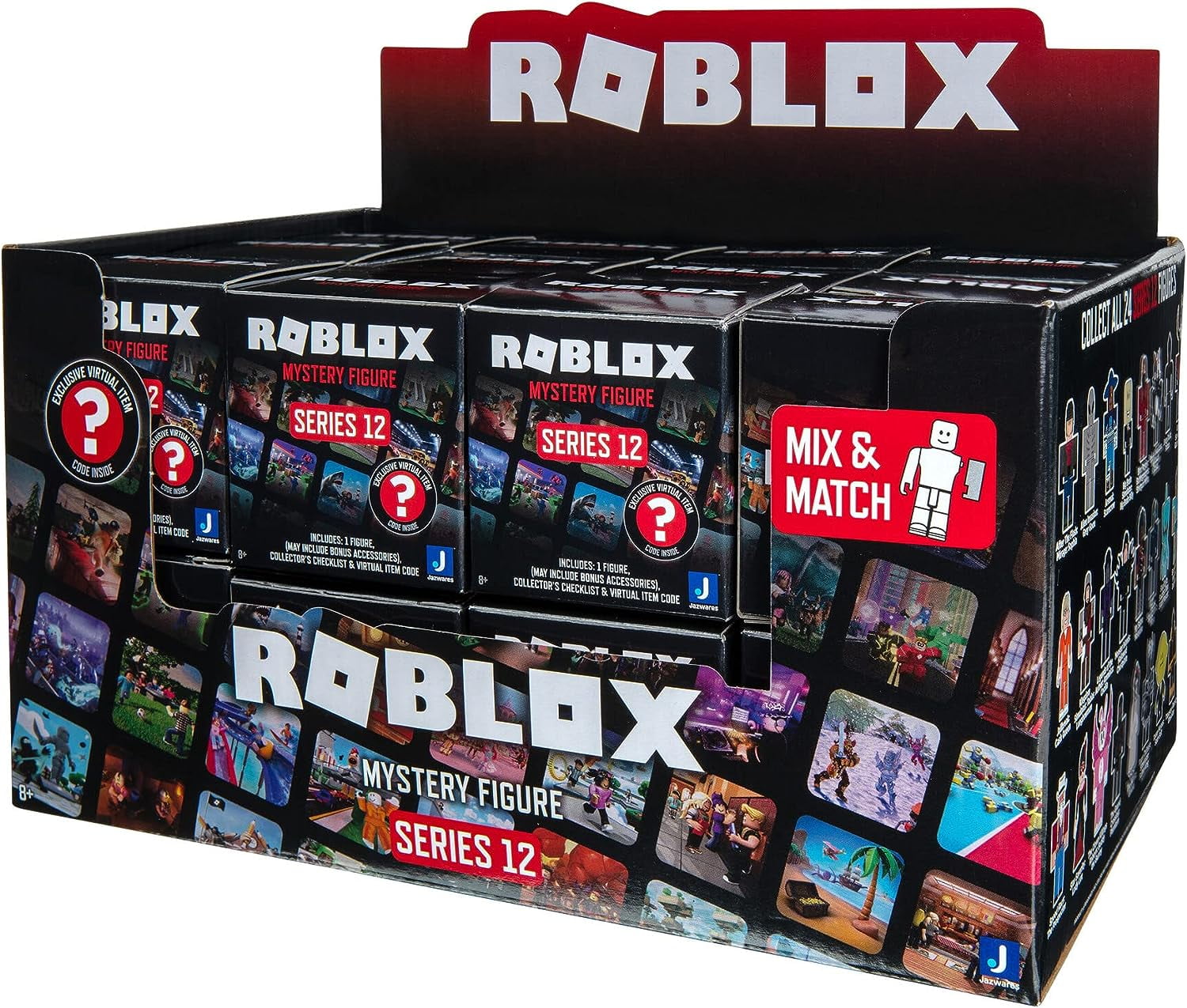 Roblox Action Figure Mystery Blind Box, 24-Pack - Series 12 - Mix & Match  Collectible Minifigures & Accessories w/Exclusive Virtual Item Code - Gift  & Party Favor Set for Kids - 8+ 