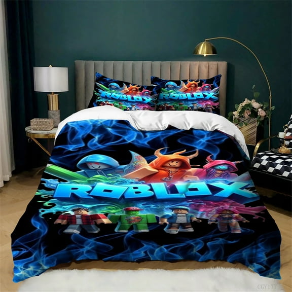 Roblox Bedding Set 3pcs Ultra Soft Duvet Cover Set for Kids Teen Lightweight Comfortable Quilt Cover with Pillowsham