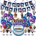 thumbnail image 1 of Roblox Birthday Party Decoration Set Banners Balloon Cake Toppers Swirls 52PCS, 1 of 6