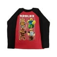 thumbnail image 1 of Roblox Boy's Cute Character Logo Long Sleeve Raglan Shirt, Red/Black, XL, 1 of 1