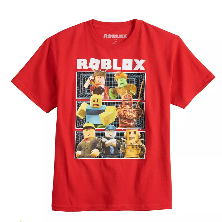 Roblox Boys Shirt Tri-Patterned Graphic Tee Red Size Medium (10-12