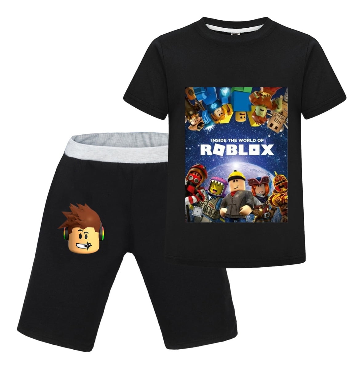 Roblox Character Print Boys Shorts Set Summer 2Piece Gaming Outfit T