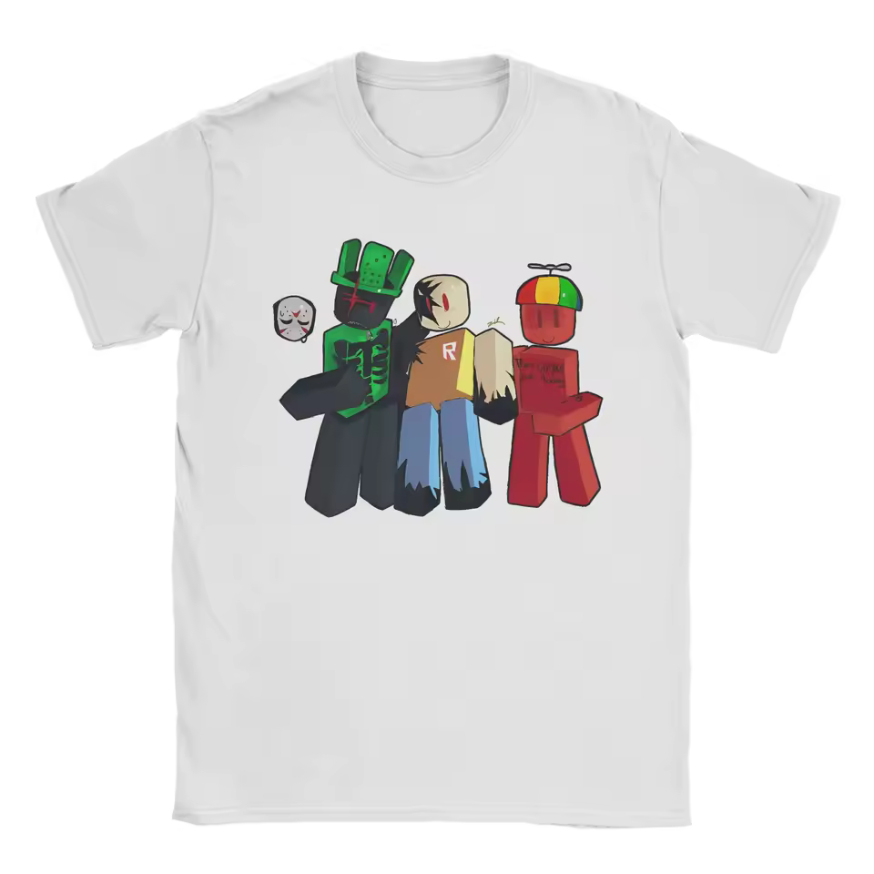 Roblox Characters Graphic T-Shirt, Funny Gamer Tee, Cartoon Friends Shirt,Black Color,Size M