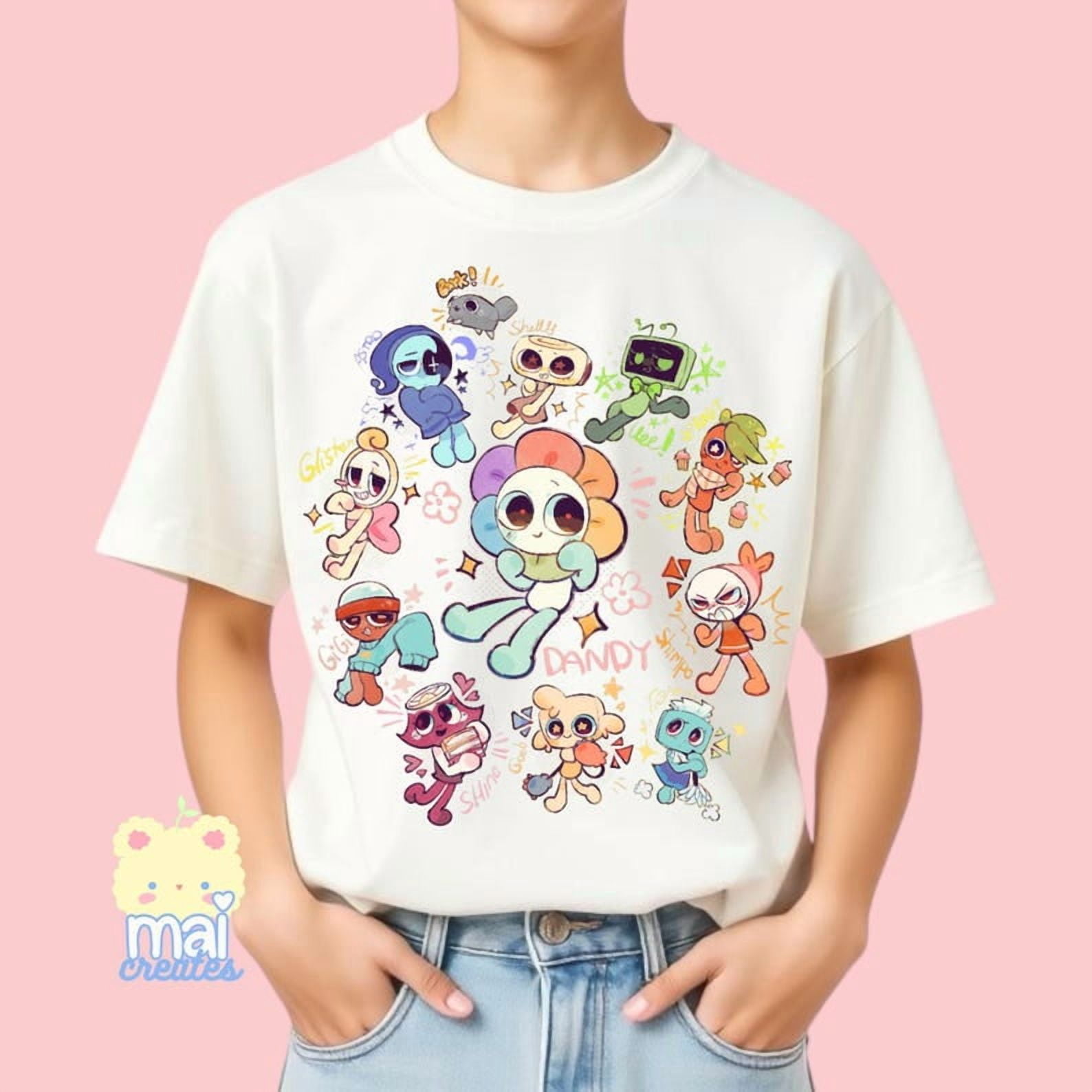 Roblox | Dandy’s World Characters Unisex Youth 100% Cotton T-Shirt | 6 Colors | Gamer Boys Girls Birthday Gift Present | Dandy ,White Color,Size M