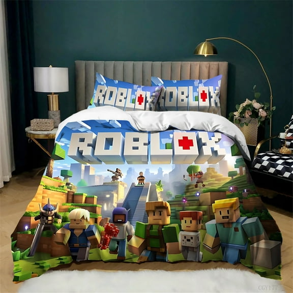Roblox Duvet Cover Bedding Set 3 Pieces Soft Breathable Comforter Cover Lightweight Duvet Cover with Pillowsham