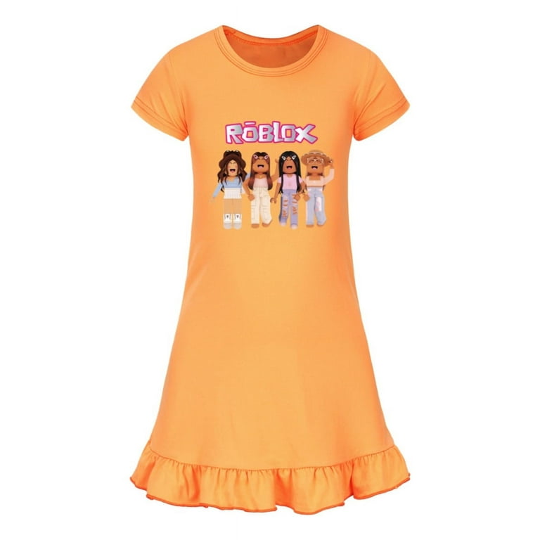 Roblox Girls Sleep Dress Nightgown Cute Night Dress Pajamas for Kids Soft Nightie Sleepwear Nightshirt Nightclothes with Fun Game Cartoon Characters Comfortable Night Sleep Dress Walmart