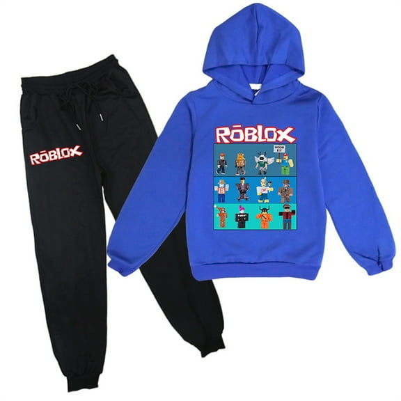Roblox Graphic Long Sleeve Sweatshirt Hooded and Jogger Pants-Casual Pullover Hoodies Loose Sweatsuit for Teen